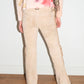 Christian Dior by John Galliano Runway Punk Bandage Gold Logo Plate Beige Suede Flare Trouser