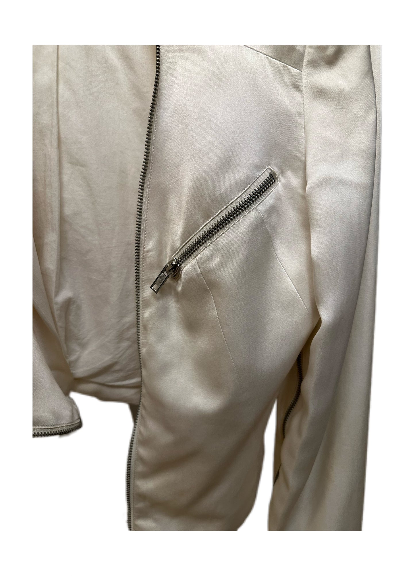 Haider Ackermann White Satin Asymetrical Tailored Jacket