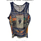 Jean Paul Gaultier 90s Television Print Vintage Runway Mesh Tank Top