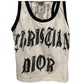 Christian Dior by John Galliano Y2K 2002 White and Black Gothic Punk Letters Runway Tank Top