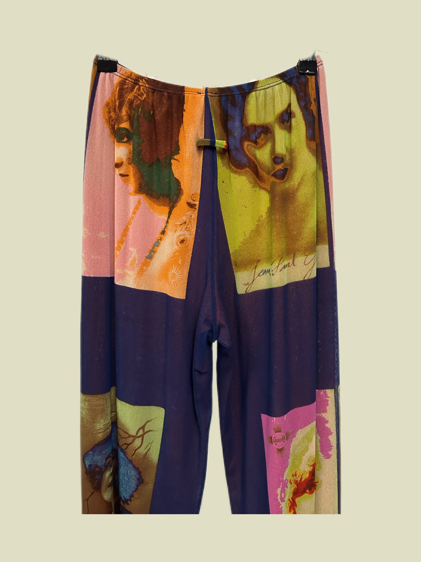 Jean Paul Gaultier Soleil SS 2002 Vintage “Portraits” Faces Mesh Trousers