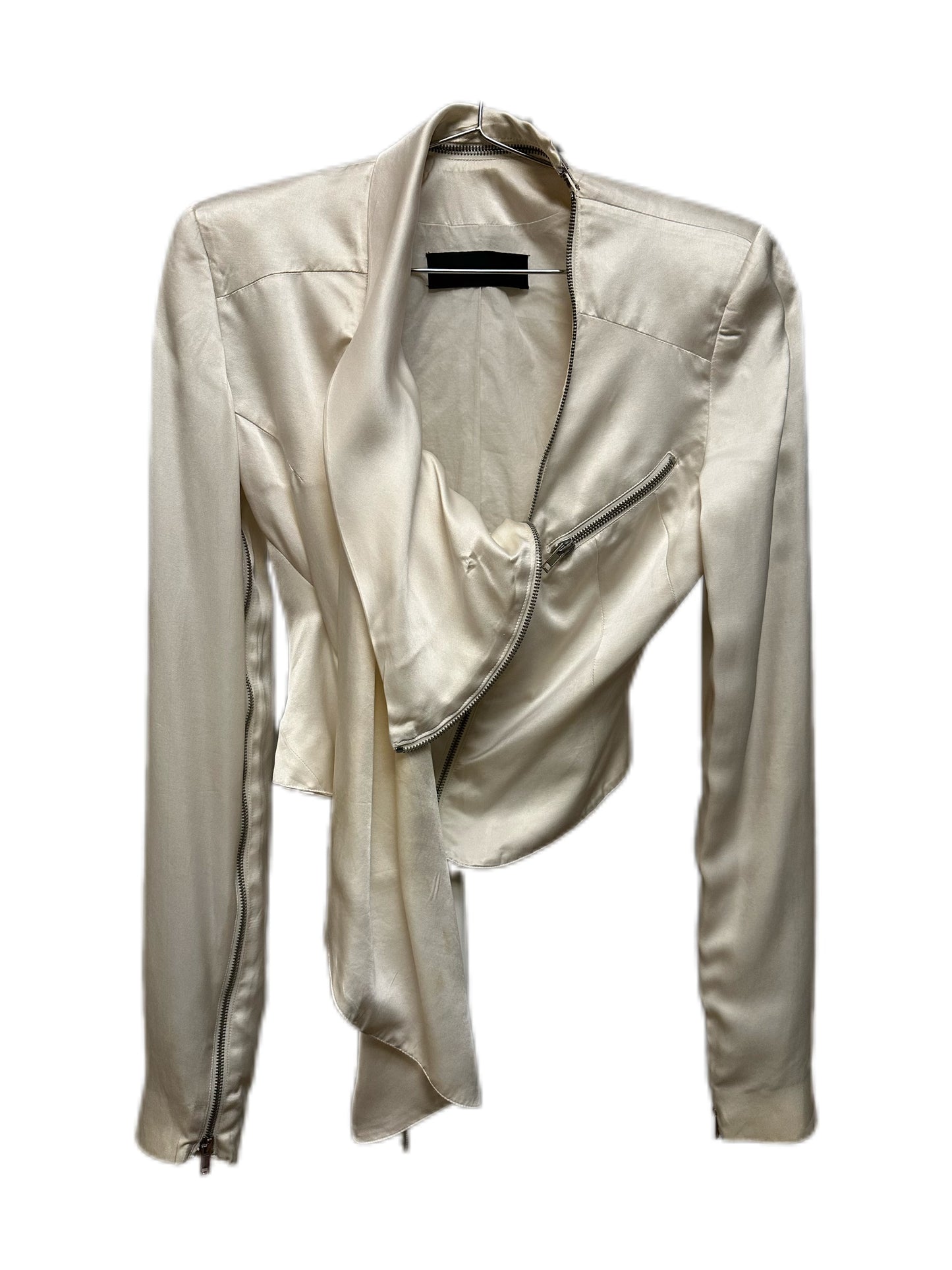 Haider Ackermann White Satin Asymetrical Tailored Jacket