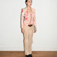 Christian Dior by John Galliano Runway Punk Bandage Gold Logo Plate Beige Suede Flare Trouser