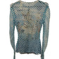 MISBHV Blue Fishnet Print Mesh Top