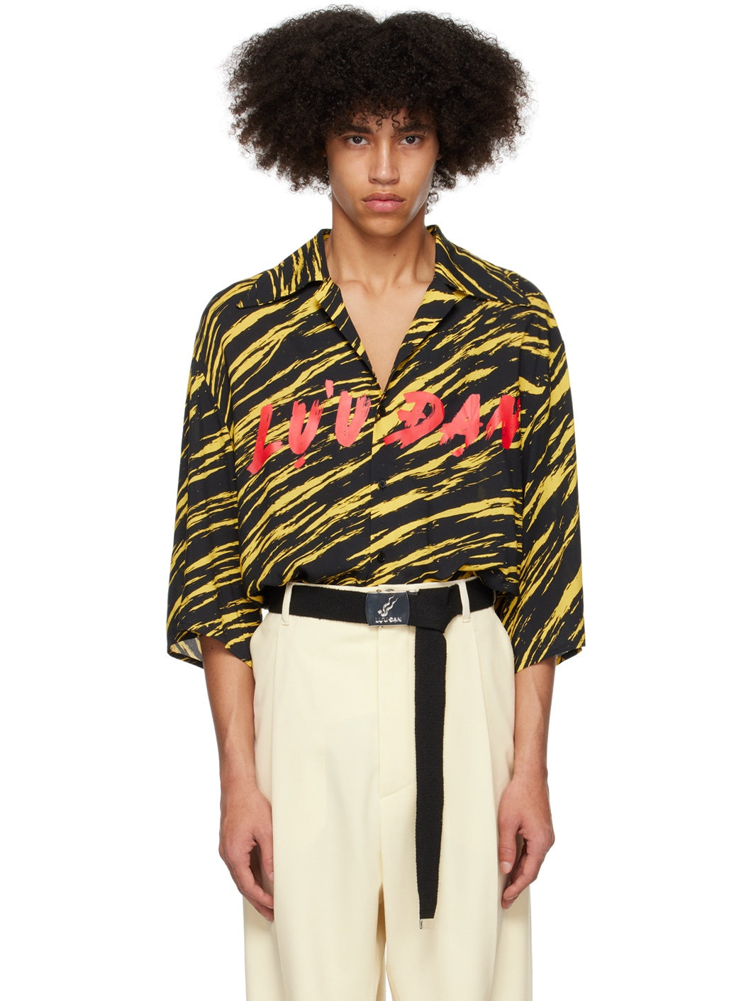 LU'U DAN  Black & Yellow Psychedelic Tiger Shirt