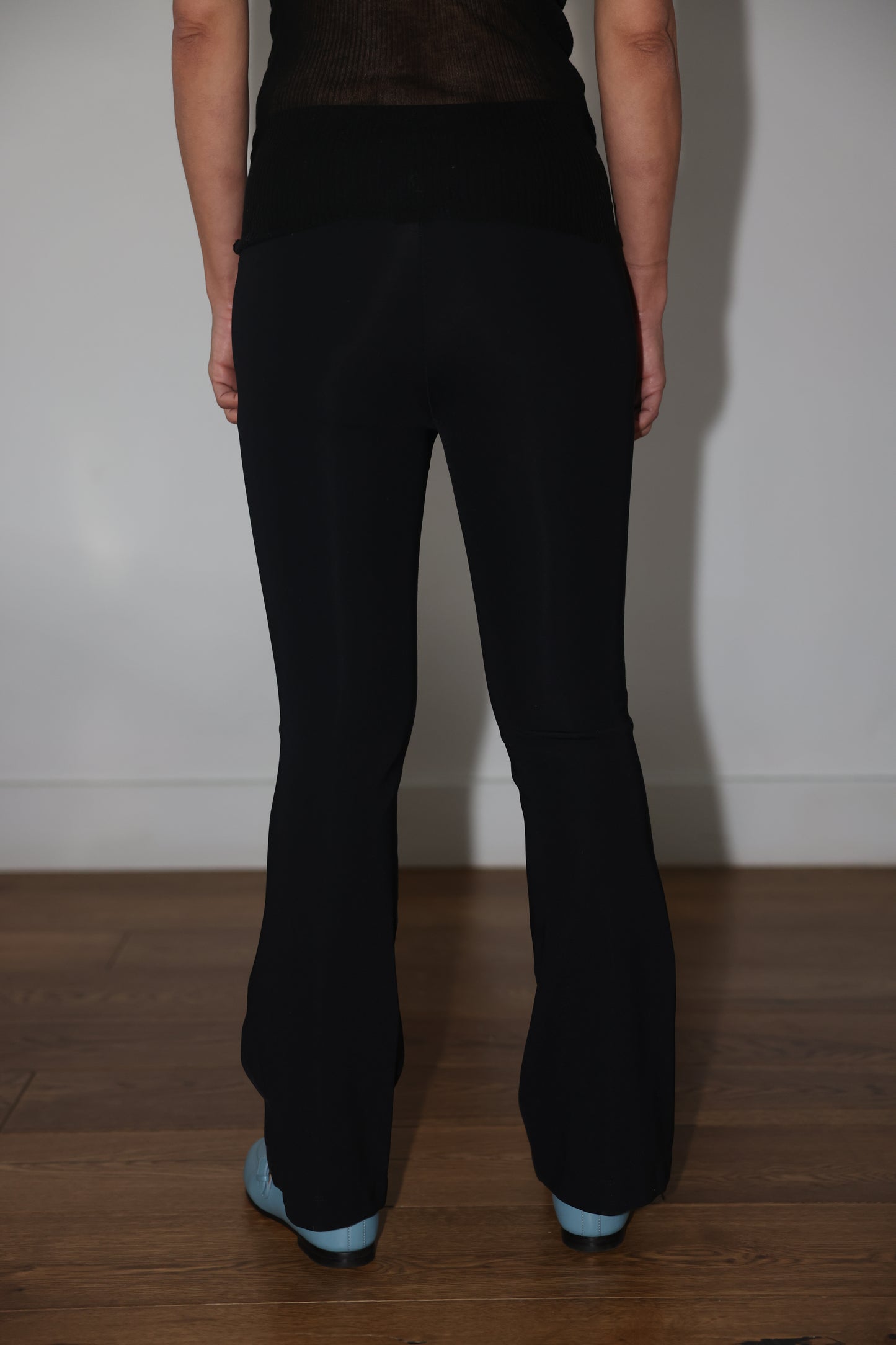 Helmut Lang Black Jersey Flare Trousers