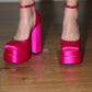 Versace Pink Silk Platform Heels