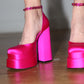 Versace Pink Silk Platform Heels