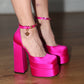 Versace Pink Silk Platform Heels