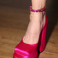 Versace Pink Silk Platform Heels