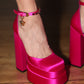 Versace Pink Silk Platform Heels