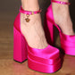 Versace Pink Silk Platform Heels