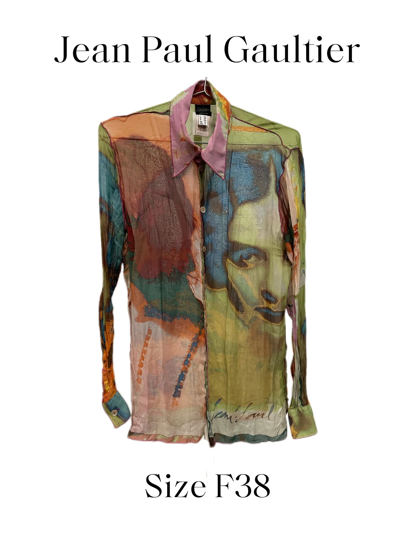 Jean Paul Gaultier Portrait Print Pink and Green Shirt