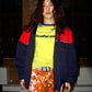 Balenciaga Men's Red and Navy Colour Block Down Ski Bomber Jacket