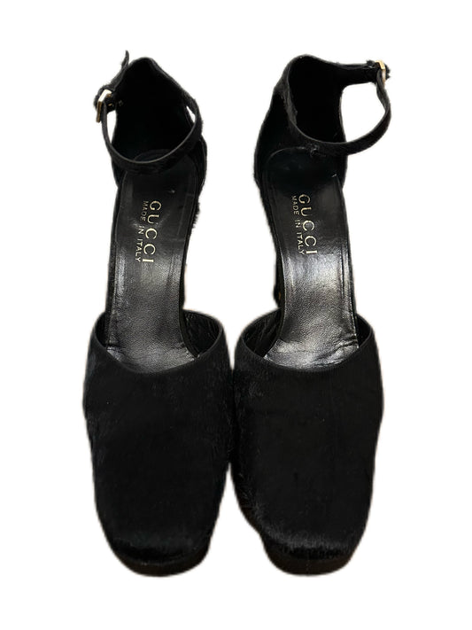 Gucci by Tom Ford 1996 Balck Pony Hair Platform Heels