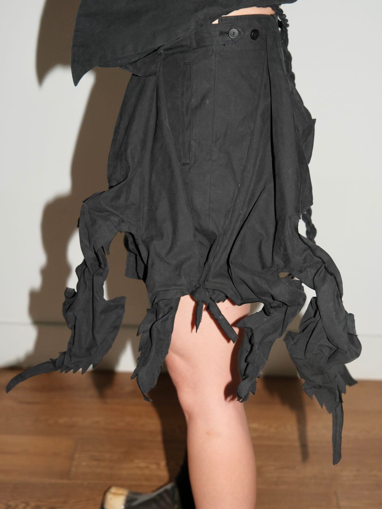 Yohji Yamamoto Runway Black Sculptural Spike Cotton Shorts