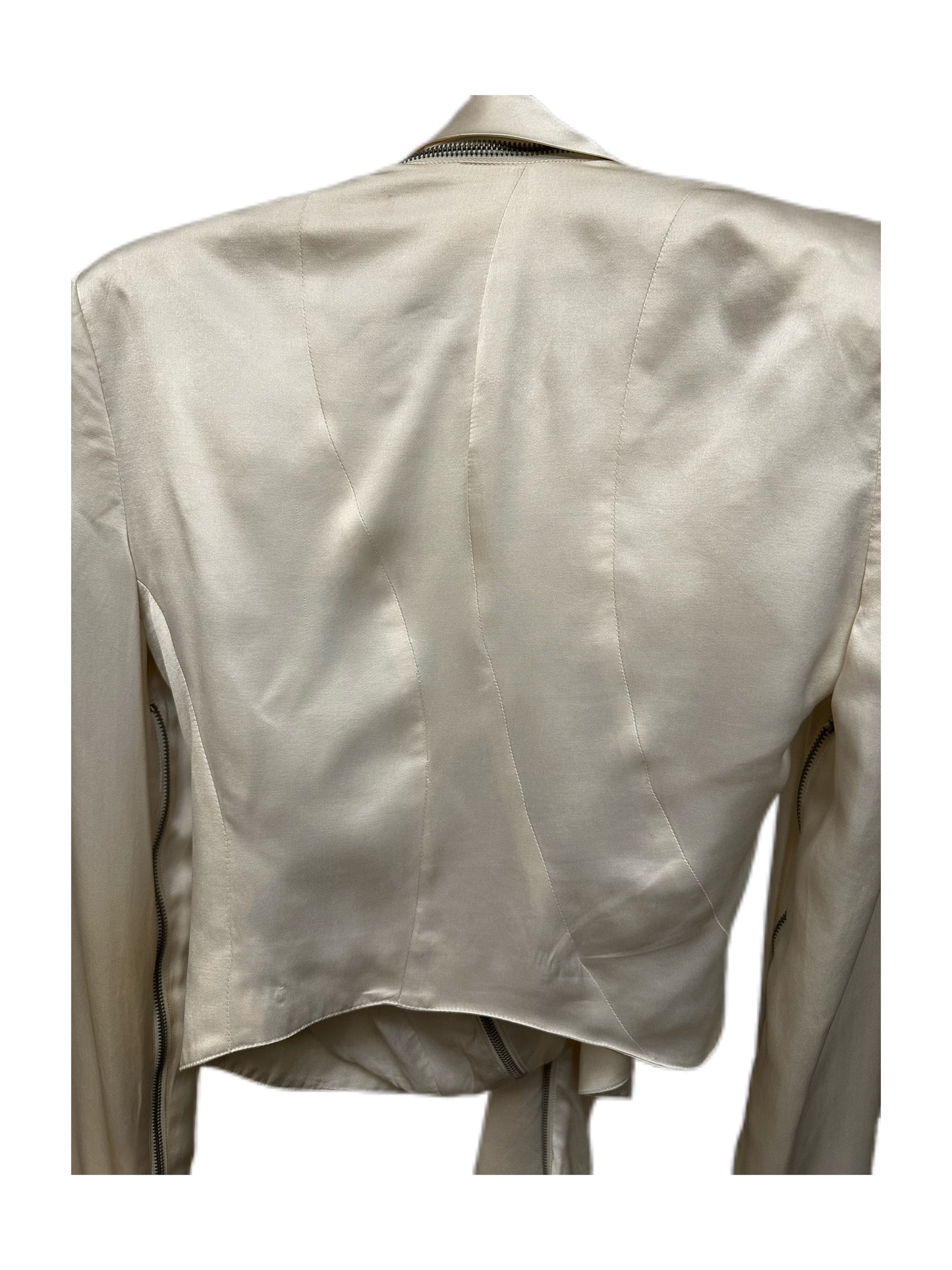 Haider Ackermann White Satin Asymetrical Tailored Jacket