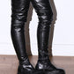 032C X Buffalo Over Knee Black Soft Leather Platform Boots