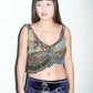 PE99Y YAN9 Crochet Knitted Metallic Buterfly Illusion Crop Top