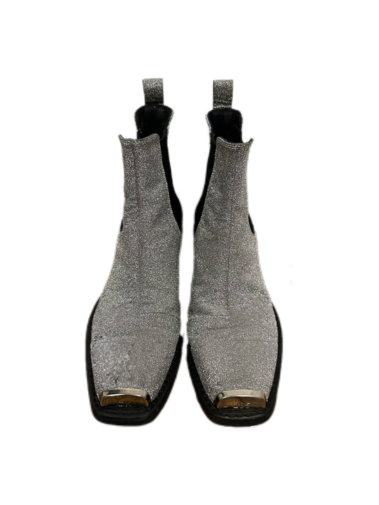 Calvin Klein X Raf Simons Silver Claire Glitter Western Boots 205W39NYC