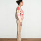 Christian Dior by John Galliano Runway Punk Bandage Gold Logo Plate Beige Suede Flare Trouser