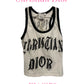 Christian Dior by John Galliano Y2K 2002 White and Black Gothic Punk Letters Runway Tank Top