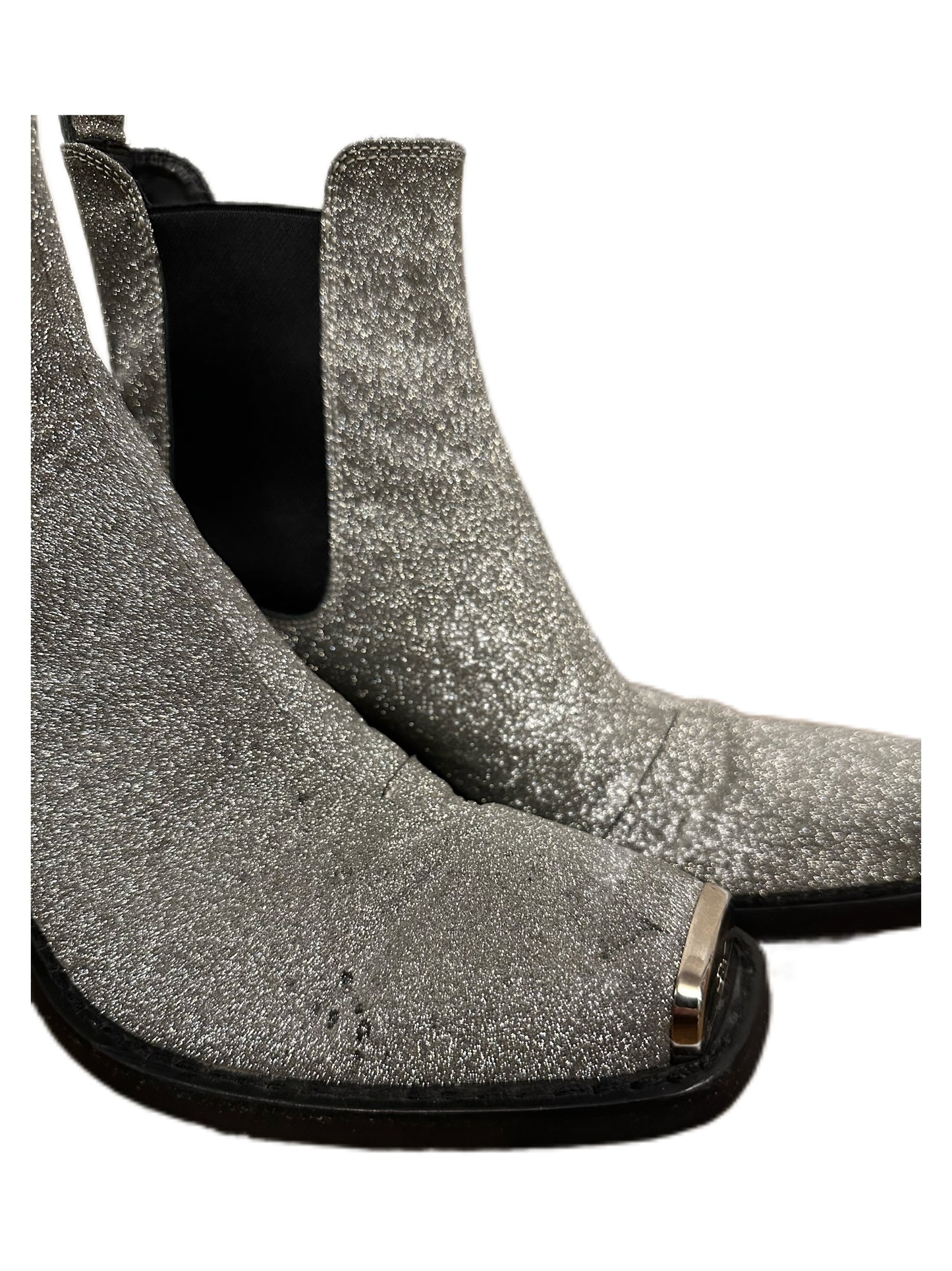 Calvin Klein X Raf Simons Silver Claire Glitter Western Boots 205W39NYC