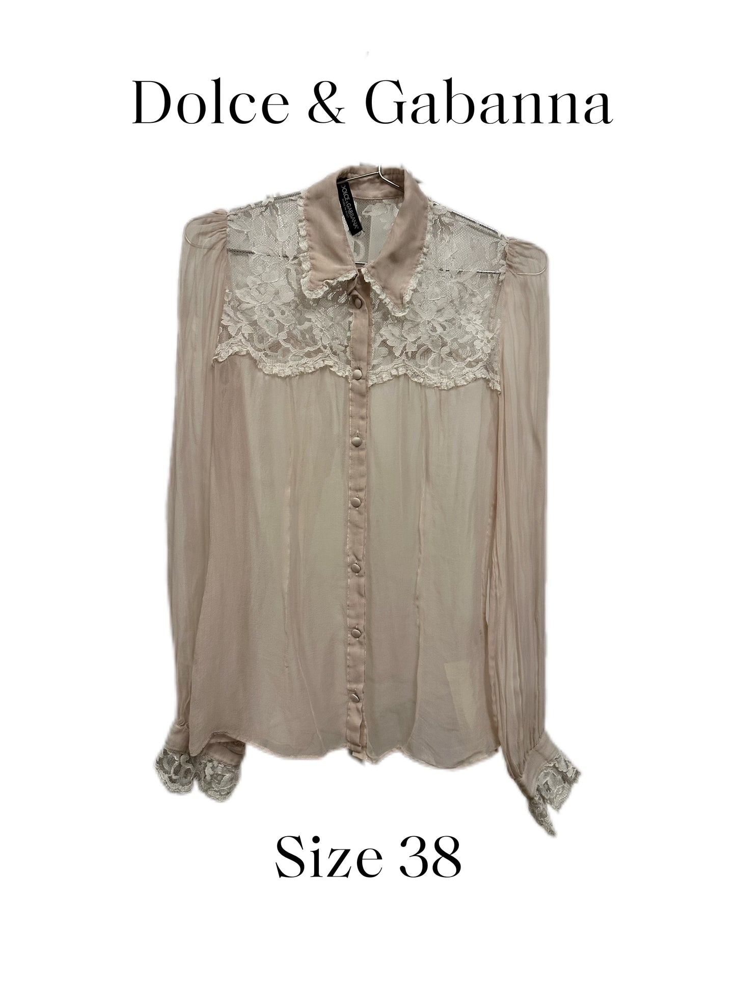 Dolce & Gabanna White Silk See-Through Lace Blouse