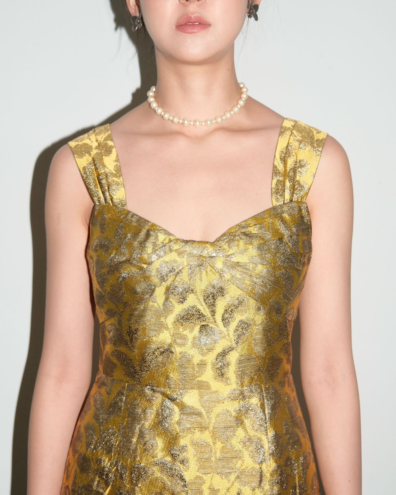 Prada Gold Pettern Luxury Textile Elegant A-Line Dress