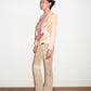 Christian Dior by John Galliano Runway Punk Bandage Gold Logo Plate Beige Suede Flare Trouser