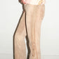 Christian Dior by John Galliano Runway Punk Bandage Gold Logo Plate Beige Suede Flare Trouser