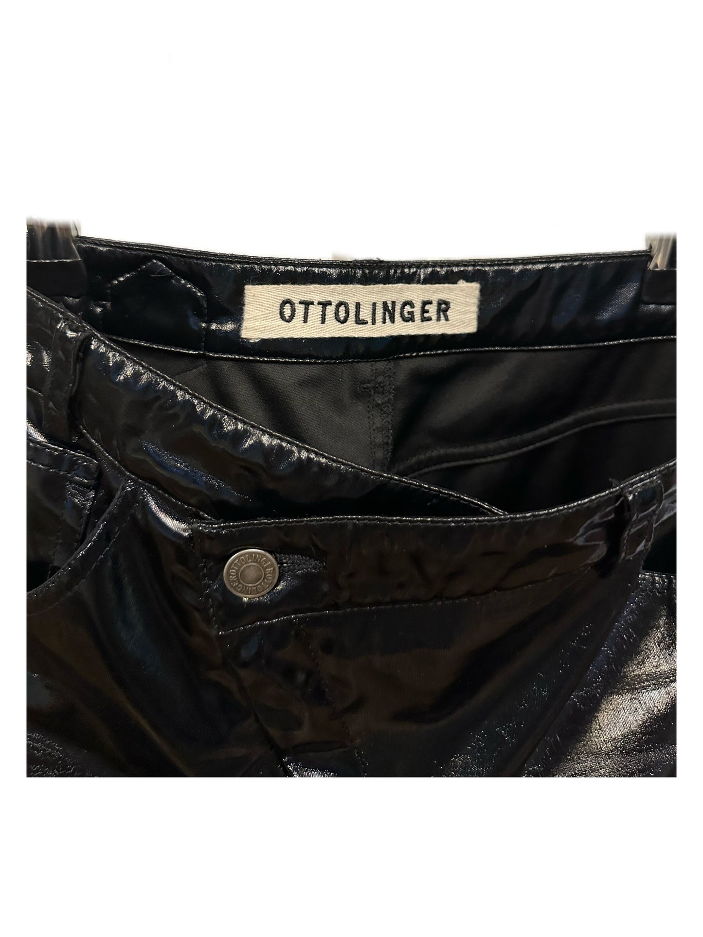 Ottolinger Black Shiny Surface Punk Drape Trousers