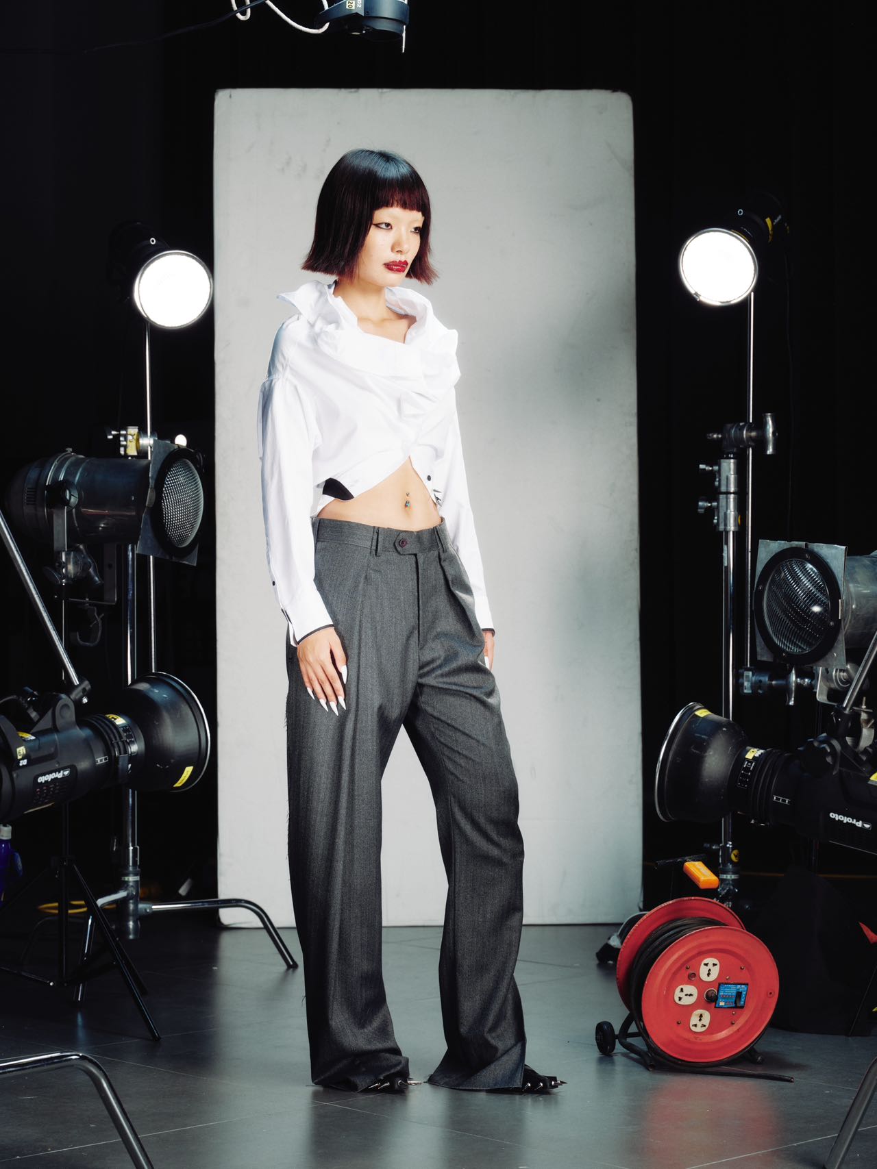 OVER RANGE Grey Tailored Wide Trousers