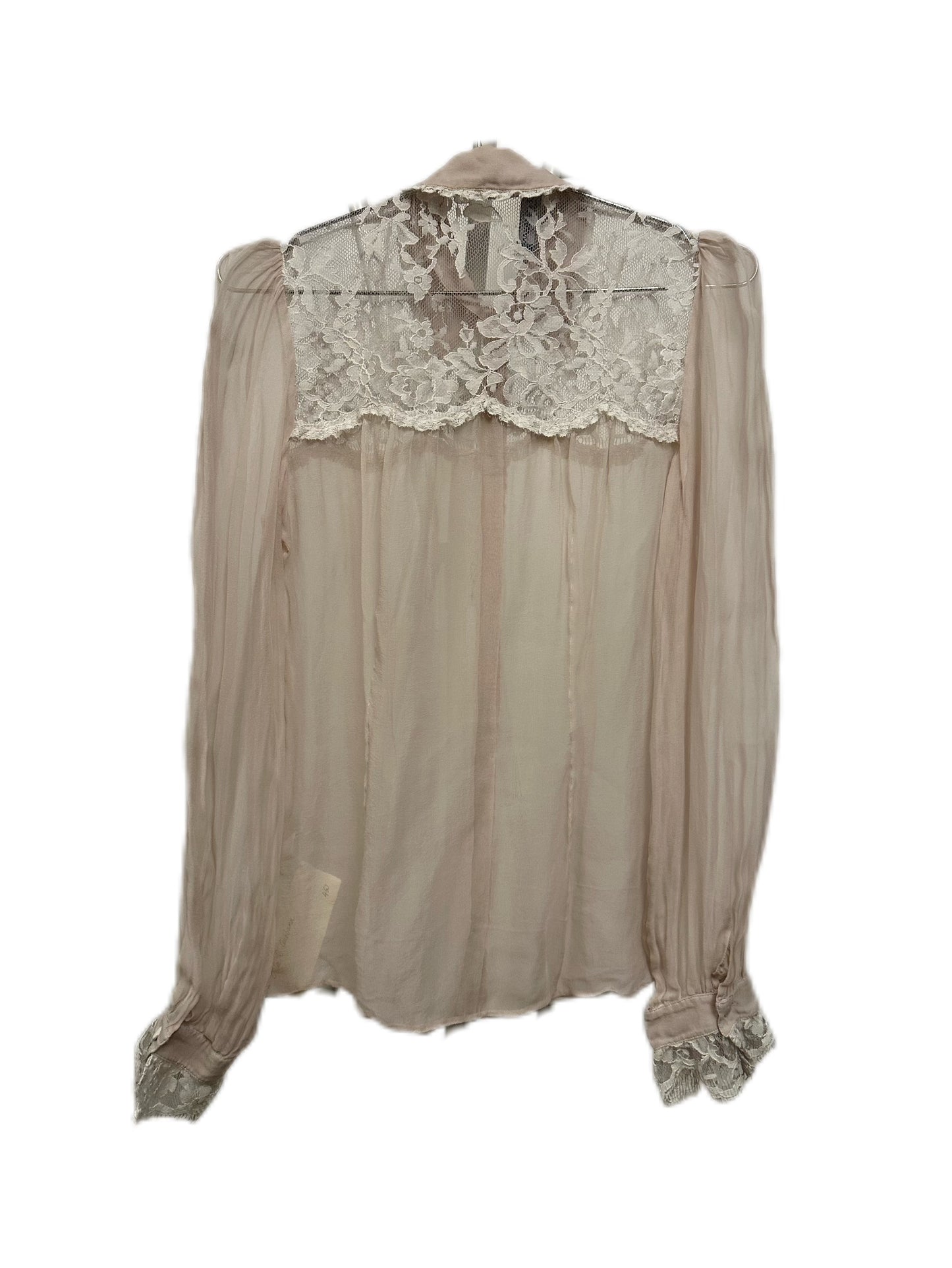 Dolce & Gabanna White Silk See-Through Lace Blouse