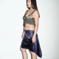 PE99Y YAN9 Crochet Knitted Metallic Buterfly Illusion Crop Top