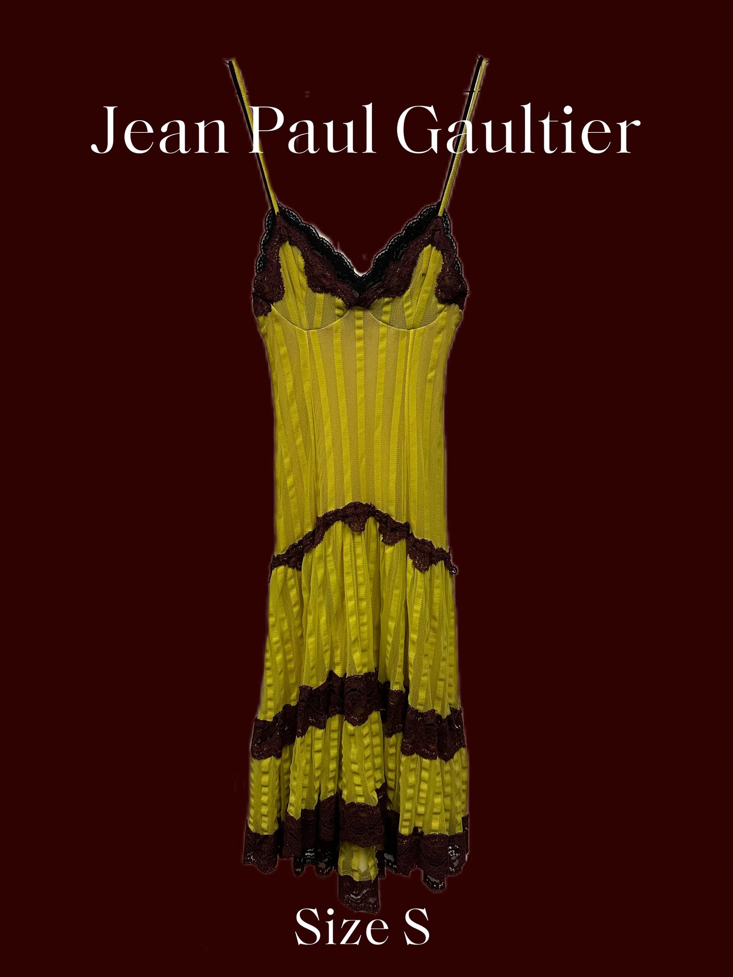 Jean Paul Gaultier Soleil Yellow Victorian Gothic Styled Laced Y2K Dress