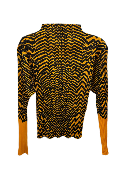 Issey Miyaka  Pleats Please 90s Vintage Tiger Print Long Sleeve Top