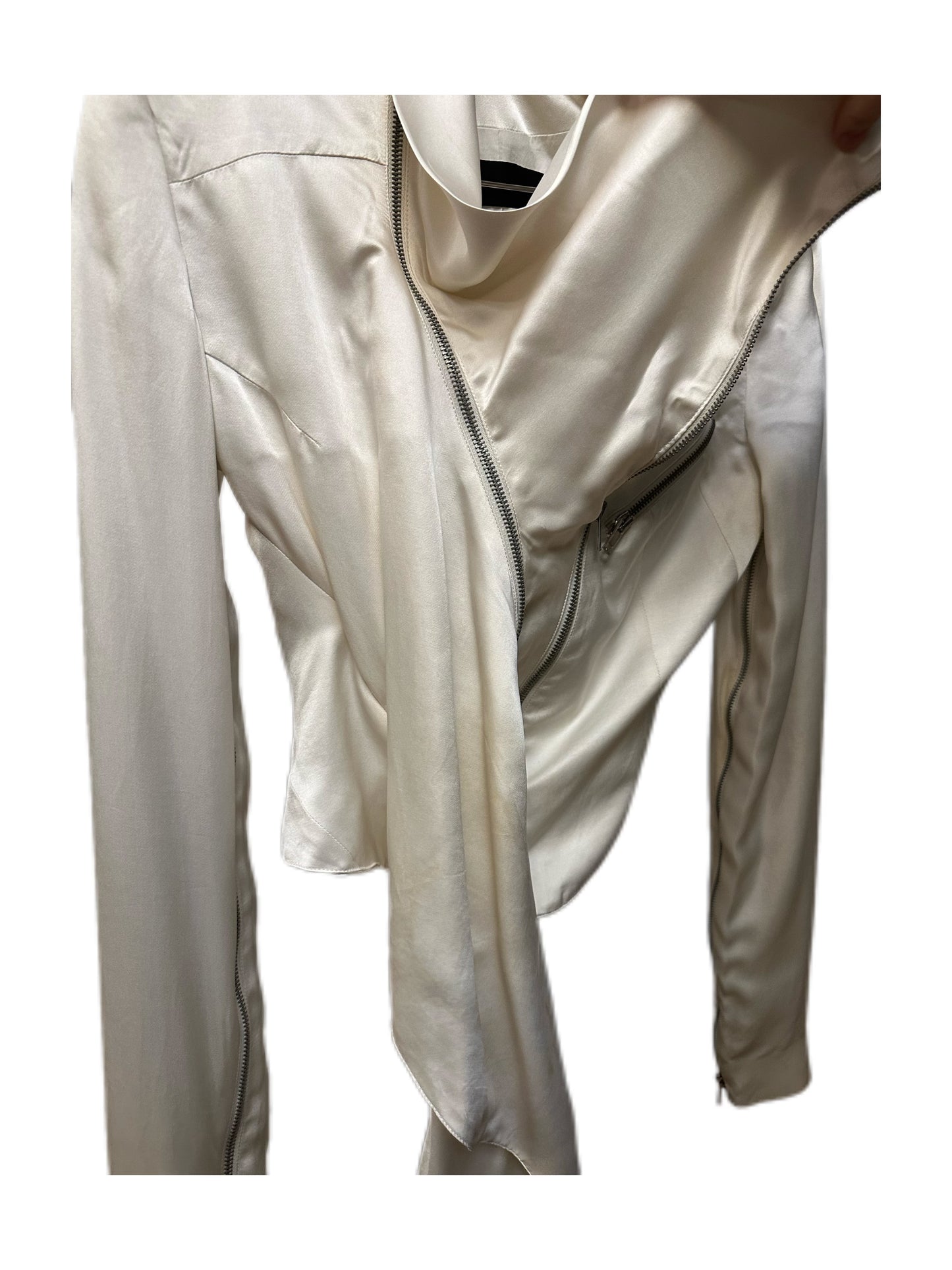 Haider Ackermann White Satin Asymetrical Tailored Jacket