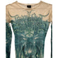 Jean Paul Gaultier Y2K Green Satan Print Mesh Top