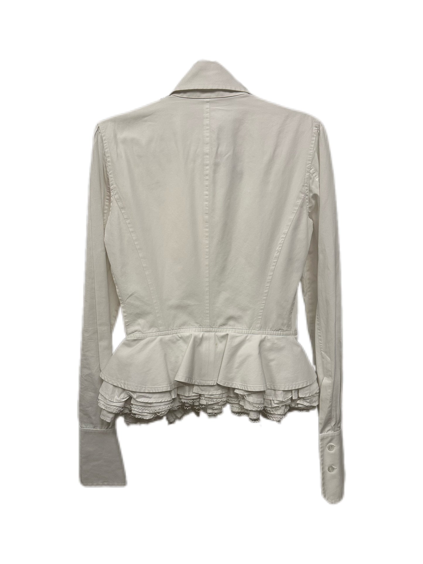 Gianfranco Ferre Vintage White Ballet Ruffles Tailored Blouse