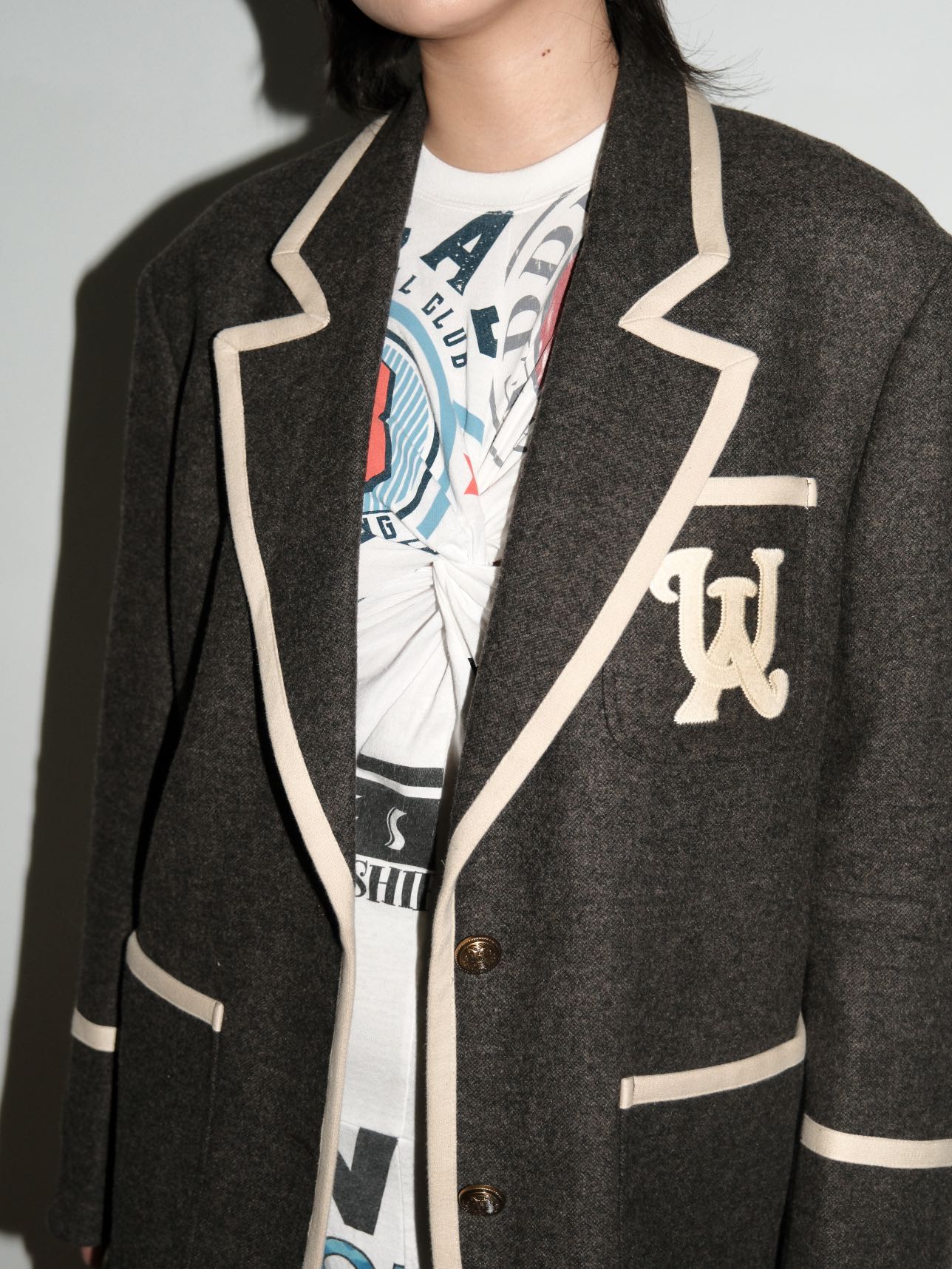 UOOYAA Collegiate Contrast Trim Blazer