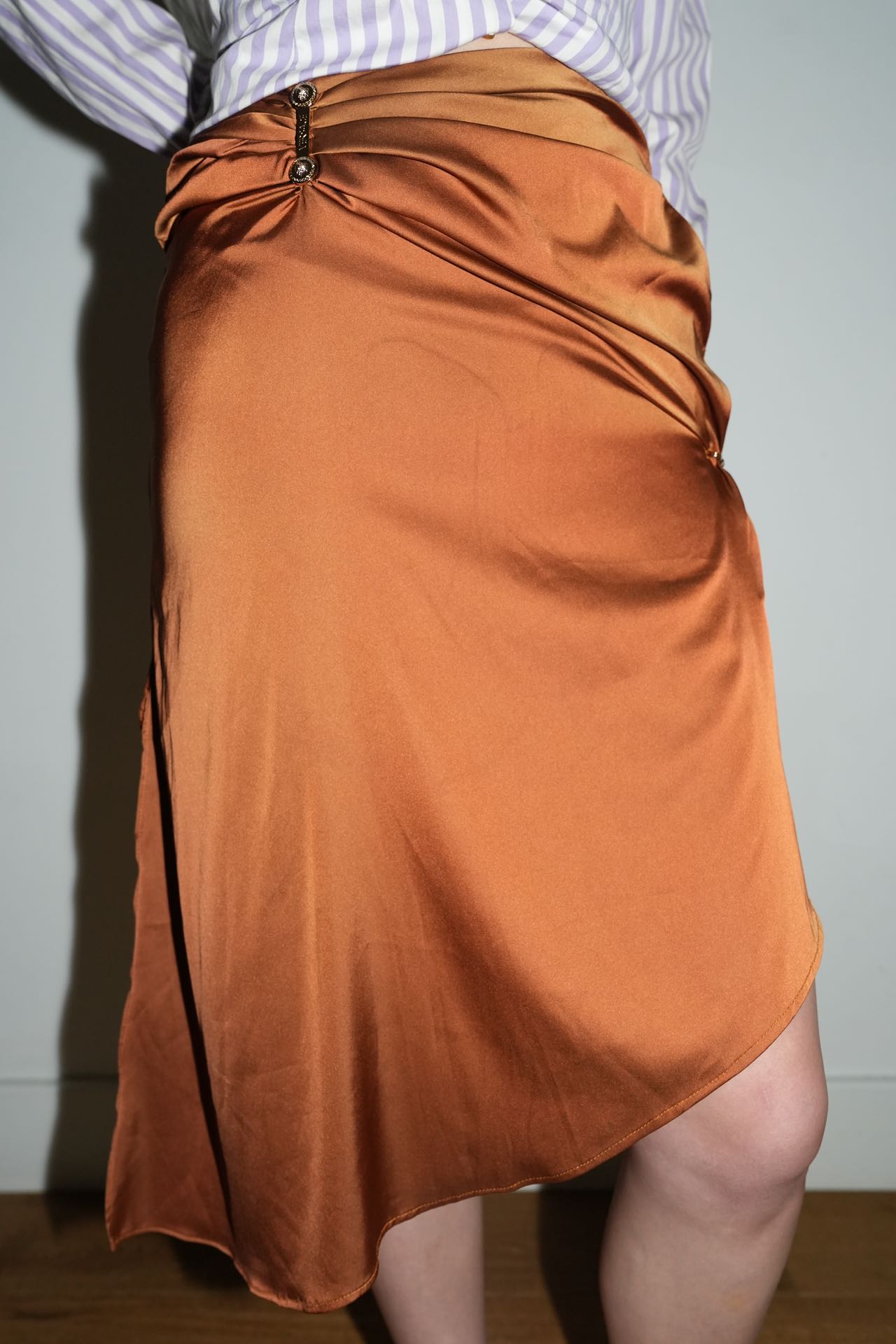 Versace Runway Bronze Silk Draping Skirt