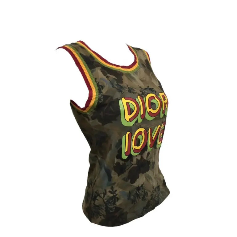 Christian Dior by John Galliano Y2K 2003 "DIOR LOVE" Rasta Tank Top