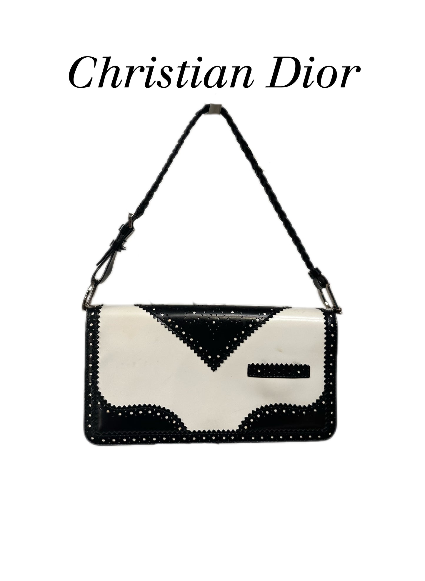 Christian Dior by John Galliano Y2K Patent Black White D’trick Shoulder Bag 2003