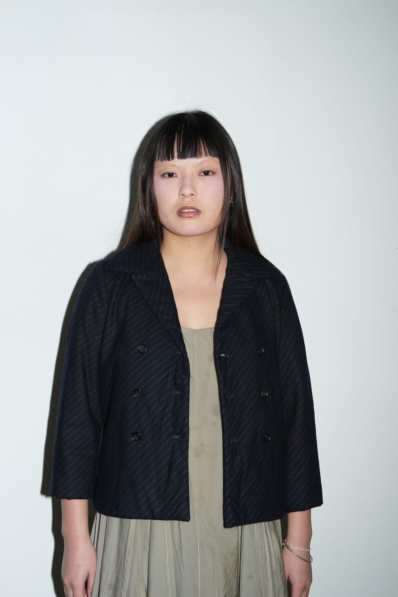 Comme Des Garcons Pedded Cotton Navy Stripes Jacket