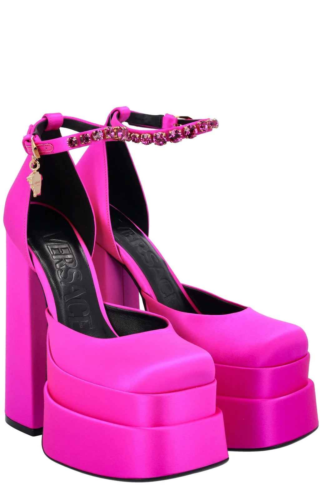 Versace Pink Silk Platform Heels