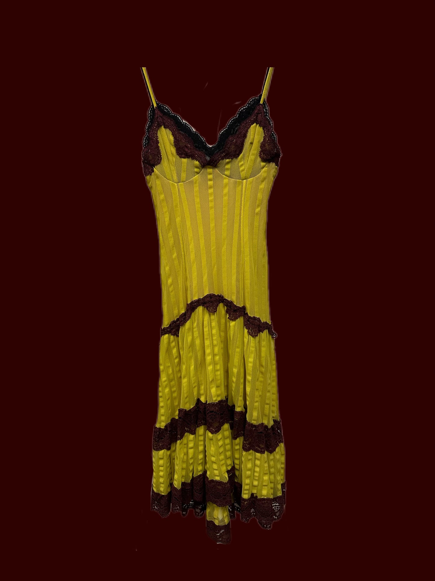 Jean Paul Gaultier Soleil Yellow Victorian Gothic Styled Laced Y2K Dress