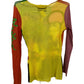 Jean Paul Gaultier Y2K Japanese Portrait Print Colorful Sequinned Mesh Top