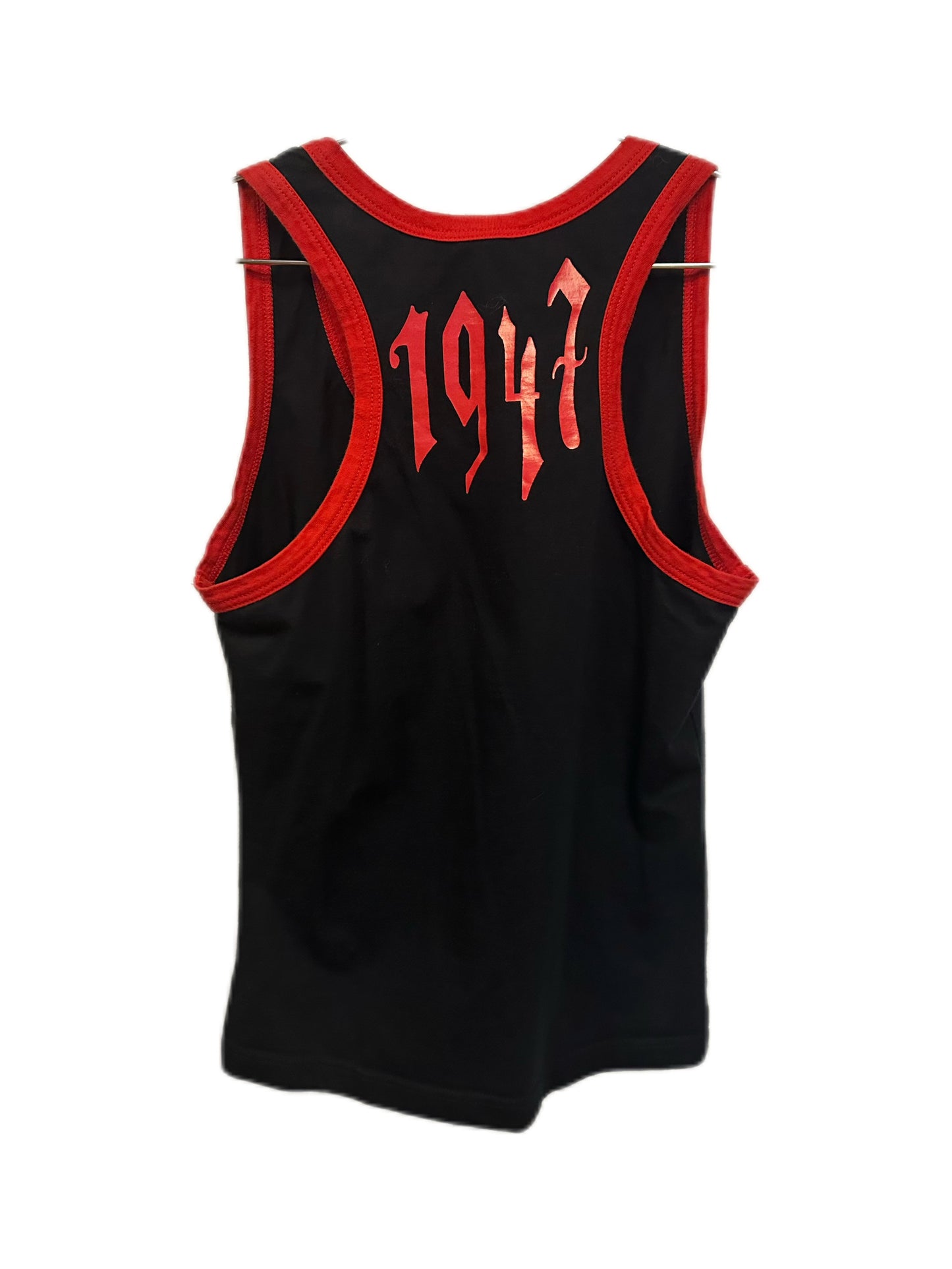 Christian Dior by John Galliano Y2K 2002 Red and Black Gothic Punk Letters Runway Tank Top