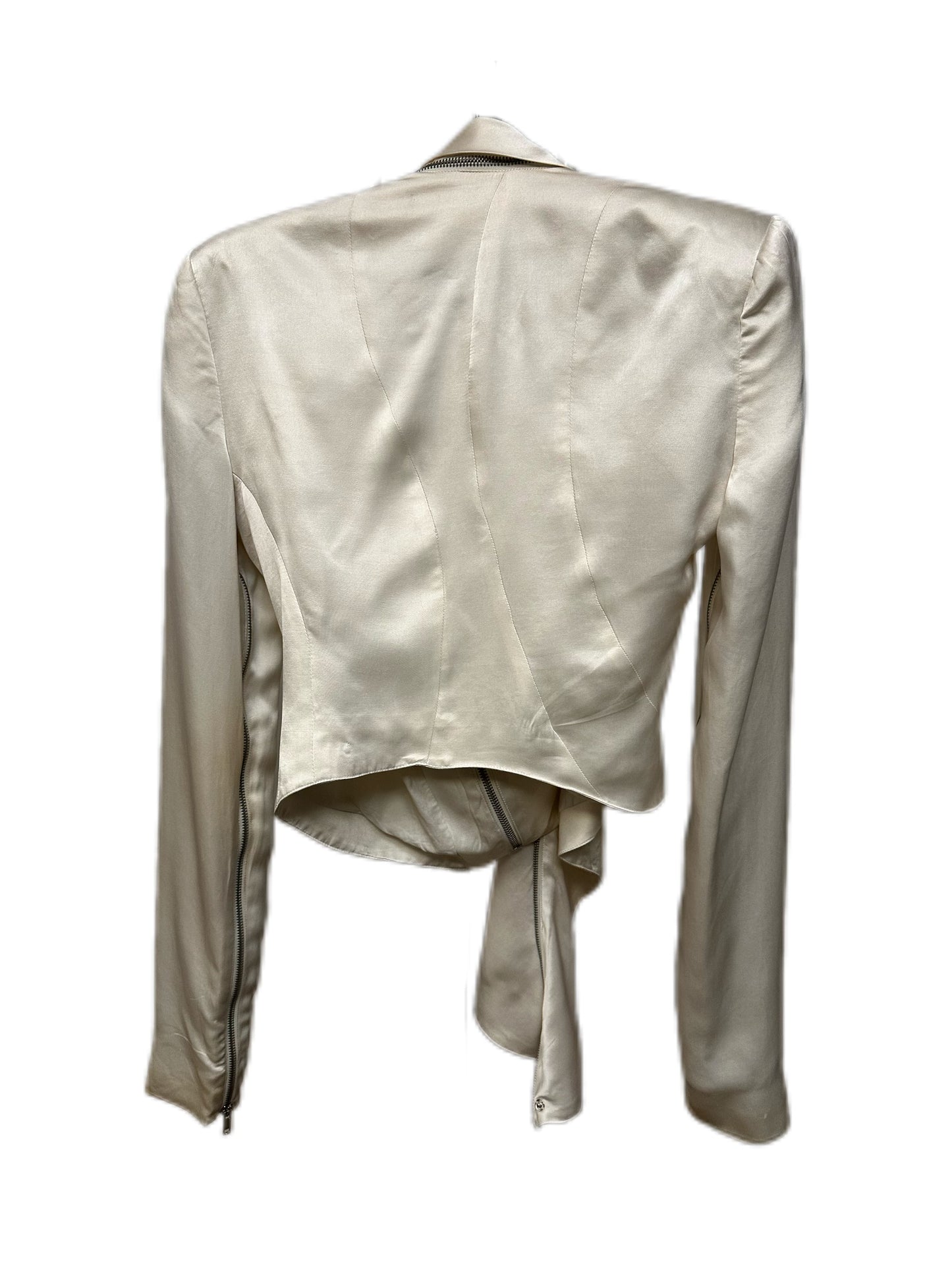 Haider Ackermann White Satin Asymetrical Tailored Jacket